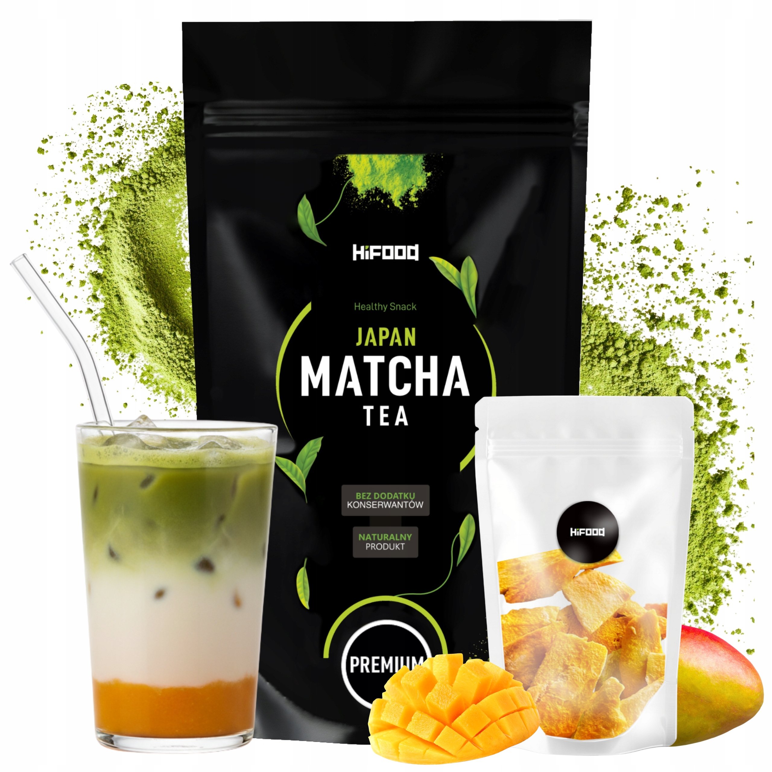 Herbata Zielona Matcha Japońska Codzienna 100g Mango 10g HiFood