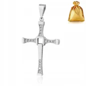 Wisiorki - SREBRNA DUŻA ZAWIESZKA KRZYŻYK Z CYRKONIAMII, VIN DIESEL SREBRO PRÓBA 925 - miniaturka - grafika 1