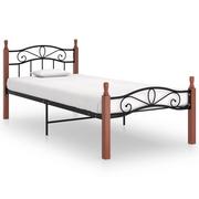 Łóżka - Rama łóżka czarna metalowa, drewniana, 100x200 - miniaturka - grafika 1