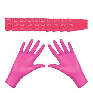 Rękawiczki nitrylowe L różowe Mercator Nitrylex Magenta 100sztuk karton 10op - Rękawiczki jednorazowe - miniaturka - grafika 1