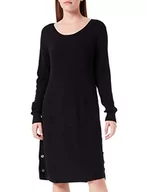 Sukienki - Kremowa damska sukienka z dzianiną Midi tunika długi rękaw długie, luźne rękawy, czarna, XL - miniaturka - grafika 1