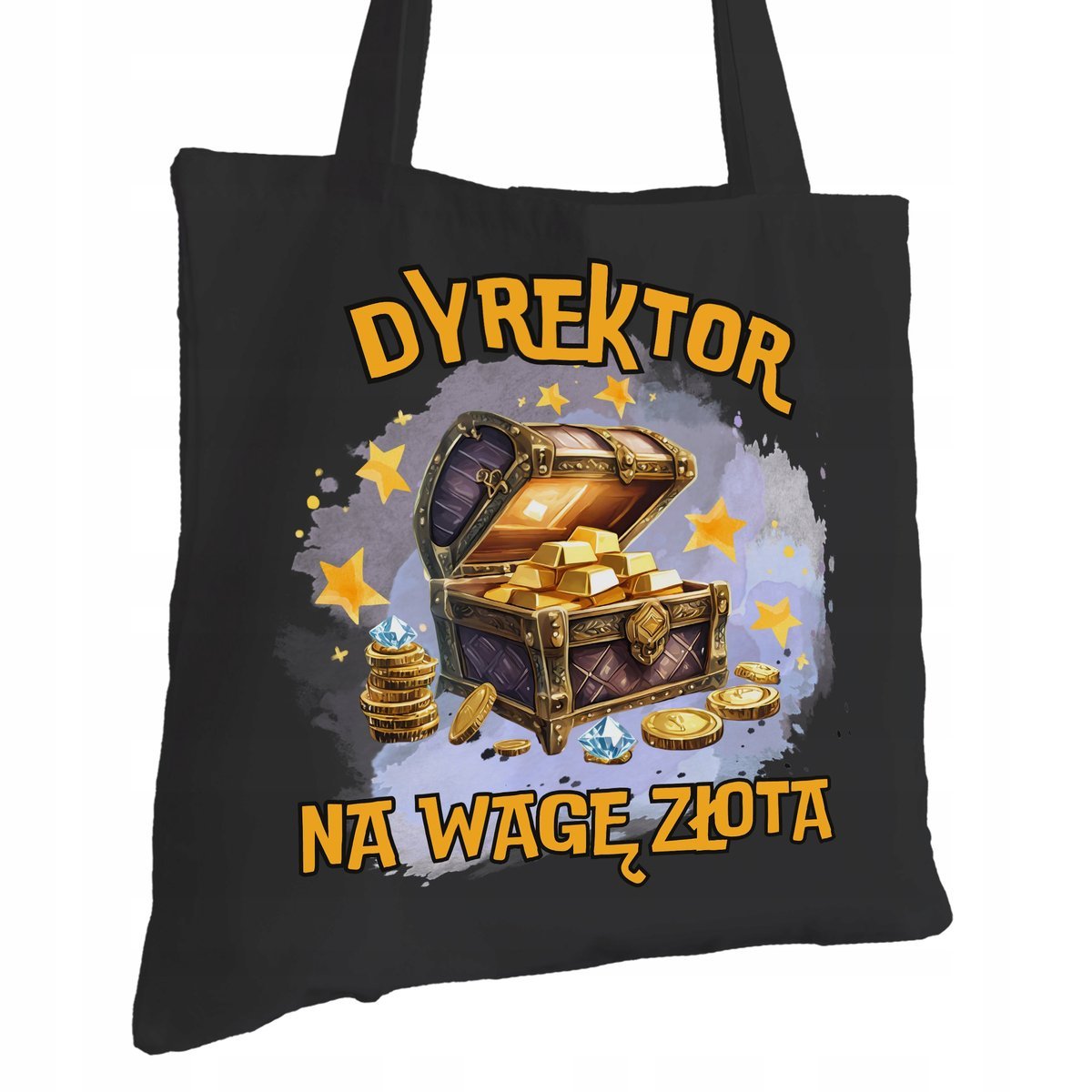 Torba Bawełniana dla Dyrektora Czarna Na Prezent Ekologiczna Trwały Nadruk