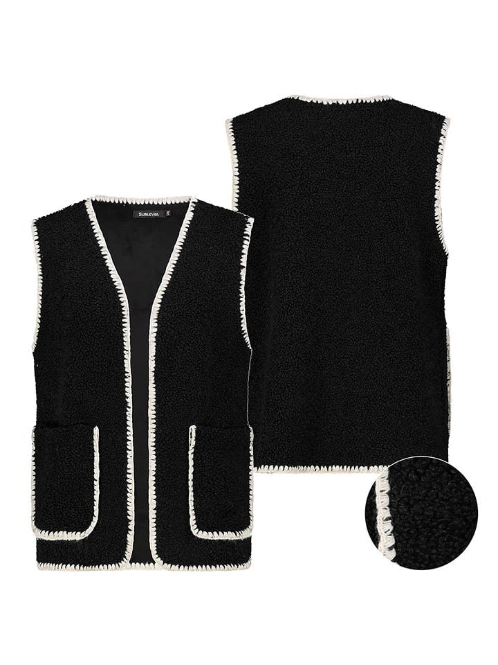 Sublevel Kamizelka pluszowa w kolorze czarnym