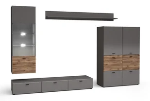 Meblościanka Oviedo Typ 100 Grafit / Dąb Flagstaff - Inne meble do salonu - miniaturka - grafika 1