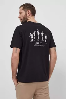 Koszulki męskie - Hummel t-shirt bawełniany męski kolor czarny z nadrukiem - grafika 1