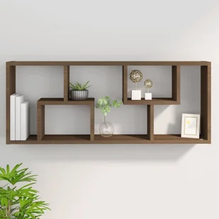 Lumarko Półka ścienna, brązowy dąb, 36x16x90 cm - Półki do salonu - miniaturka - grafika 9
