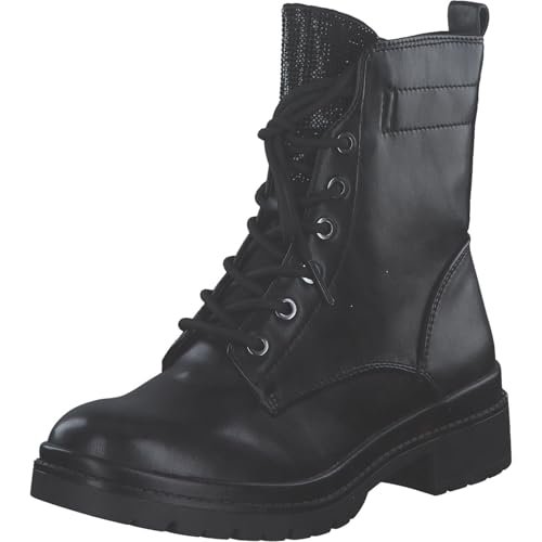 Tamaris Damskie sztyblety Lace Boot Flat 1-25236-43, Black Glam, 40 EU, Black Glam, 40 EU