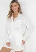 Komplety damskie - Biały Komplet 2-częściowy z Koszulą i Szortami Adelise - miniaturka - grafika 1