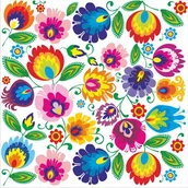 Szkolne artykuły papiernicze - Naklejka haft folk ludowy łowicki, biała - miniaturka - grafika 1