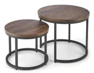 Ławy i stoliki kawowe - Zestaw okrągłych stolików kawowych w kolorze orzecha F8-S58 - miniaturka - grafika 1