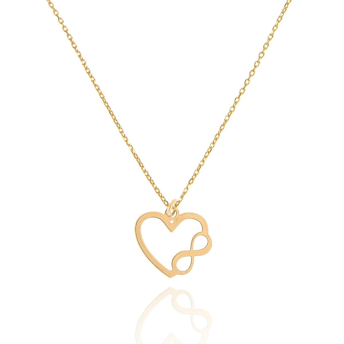 Naszyjnik srebrny pozłacany z sercem i nieskończonością 42 CM