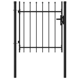 VidaXL Brama jednoskrzydłowa z grotami, stal, 1x1 m, czarna 146032        VidaXL VidaXL - Akcesoria do ogrodzeń - miniaturka - grafika 1