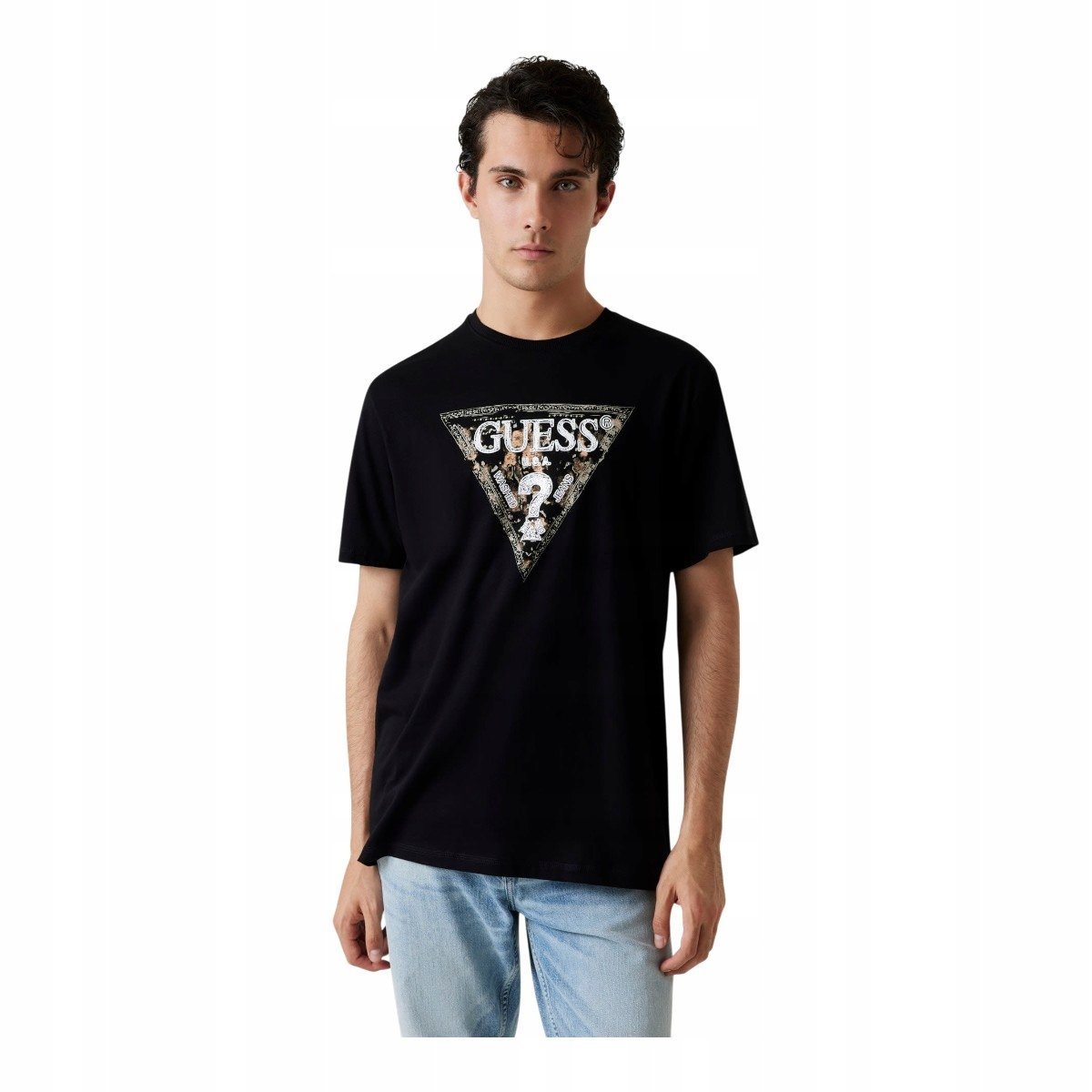 GUESS KOSZULKA MĘSKA T-SHIRT SS CN GUESS TRIANGLE CZARNA r.XL
