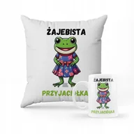 Gadżety dla niej i dla niego - ZESTAW PODUSZKA + KUBEK PREZENT Dla Przyjaciółki Żabka PREZENT + IMIĘ #2 - miniaturka - grafika 1