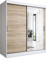 Szafy - MKPOL Szafa przesuwna MODUO COMFORT 180 biała mat/dąb sonoma z lustrem po prawej - miniaturka - grafika 1