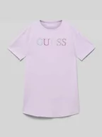 Koszulki dla dziewczynek - T-shirt z obszyciem z kamieni stras - miniaturka - grafika 1