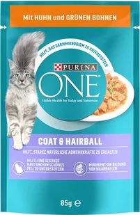 Korzystny zestaw Purina ONE - Coat & Hairball, Kurczak z zieloną fasolką, 26 x 85 g - Mokra karma dla kotów - miniaturka - grafika 1