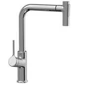 Baterie kuchenne - Bateria kuchenna Invena Feres z wyciąganą 2f wylew typu l, chrom - miniaturka - grafika 1