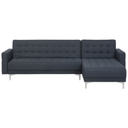 Narożniki - BLmeble Sofa lewostronna ciemnoniebieska tapicerowana rozkładana ABERDEEN BLmeble - miniaturka - grafika 1