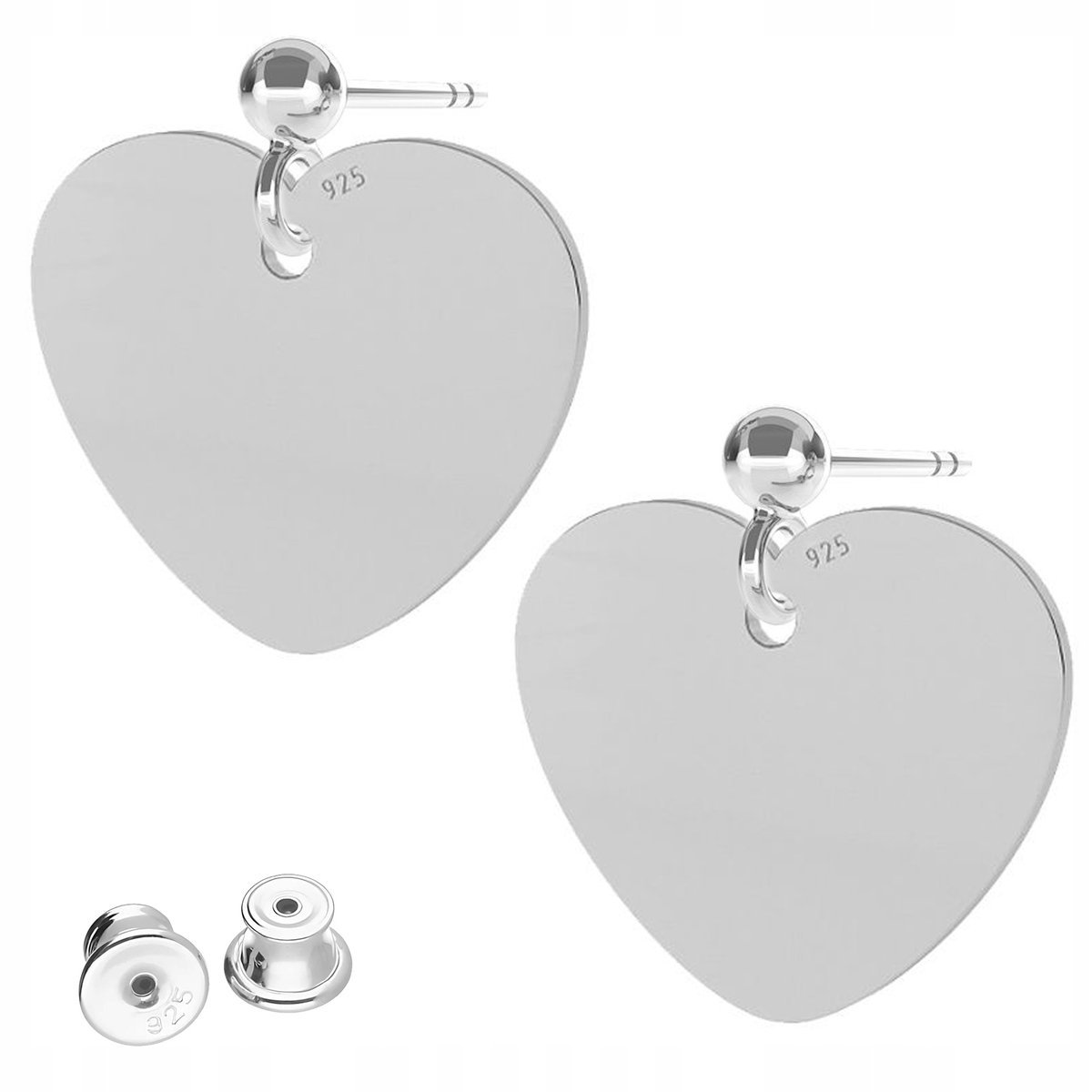 Kolczyki Srebrne Blaszka z Sercami Serce Serduszko Blaszki SREBRO 925