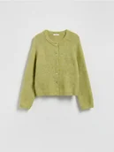 Swetry damskie - Reserved - Kardigan z domieszką alpaki - oliwkowy - miniaturka - grafika 1