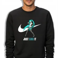 Bluzy męskie - Bluza Dresowa Męska Czarna JUST SING IT Swoosh Sportowe Wzory Rozmiar S - miniaturka - grafika 1