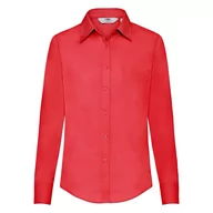 Koszule damskie - Koszula damska z długim rękawem z popeliny Fruit Of The Loom - Czerwony L - miniaturka - grafika 1