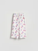 Spodnie i spodenki dla dziewczynek - Reserved - Wzorzyste spodnie - złamana biel - miniaturka - grafika 1