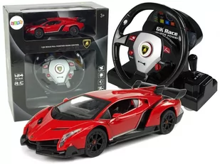 Import leantoys LEANToys Auto Zdalnie Sterowane Lamborghini Veneno Czerwony 2,4 G Pilot Kierownica Dźwięk Światła 1:24 9742 - Zabawki zdalnie sterowane - miniaturka - grafika 2