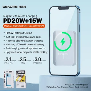 Powerbank indukcyjny 10000 mAh Fast Charging PD 20W MagSafe Biały - Powerbanki - miniaturka - grafika 5