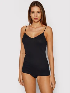 Hanro Podkoszulek Cotton Seamless 1601 Czarny Slim Fit - Koszulki i topy damskie - miniaturka - grafika 1
