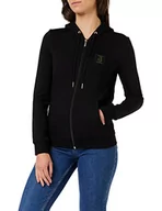 Bluzy damskie - Armani Exchange Damska bluza z kapturem z boku złota, zapinana na zamek błyskawiczny, czarna, średnia bluza z kapturem, czarny, M - miniaturka - grafika 1