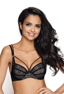 Biustonosz push-up czarno-beżowy Oxana M-2927/11-70F - Biustonosze - miniaturka - grafika 1