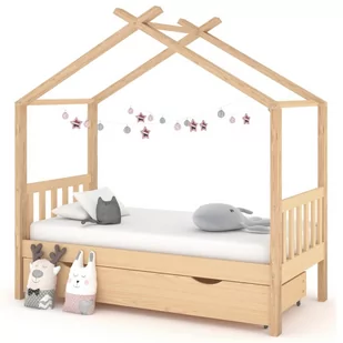 vidaXL Rama łóżka dziecięcego z szufladą, sosnowa, 80x160 cm - Łóżka dla dzieci i młodzieży - miniaturka - grafika 1