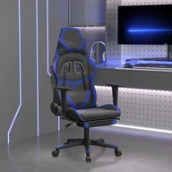 Fotele gamingowe - Lumarko Masujący fotel gamingowy z podnóżkiem, czarno-niebieski - miniaturka - grafika 1