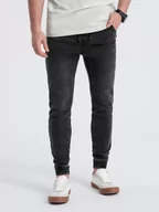 Spodnie męskie - Spodnie męskie jeansowe JOGGER SLIM FIT - grafitowe V2 OM-PADJ-0134 - miniaturka - grafika 1
