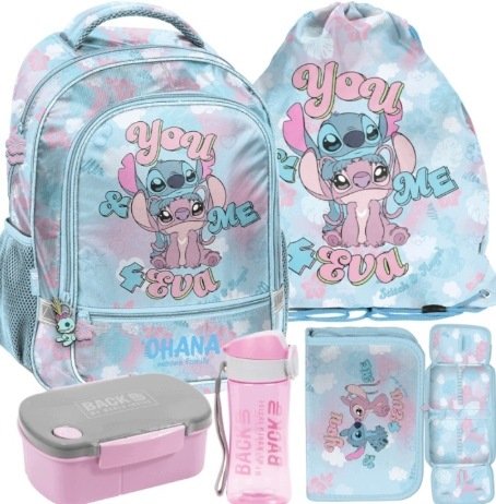 Plecak Szkolny Dla Dziewczynki Tornister Klasa 1 3 Stitch Duży Zestaw 5W1