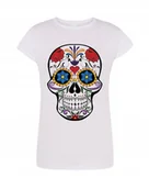 Koszulki i topy damskie - T-Shirt damski nadruk kolorowa czaszka r.XL - miniaturka - grafika 1