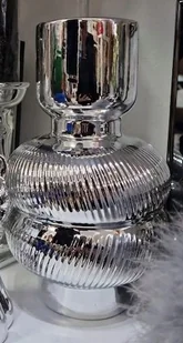 Wazon ceramiczny srebrny 15x15x25cm styl i elegancja w nowoczesnym wydaniu - Wazony i flakony - miniaturka - grafika 1