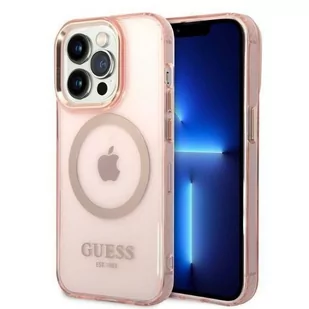 Guess Etui do iPhone 14 Pro 6,1" różowy/pink hard case Gold Outline Translucent MagSafe - Etui i futerały do telefonów Guess Etui do iPhone 14 Pro 6,1" różowy/pink hard case Gold Outline Translucent MagSafe - Etui i futerały do telefonów - miniaturka - grafika 1