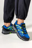 Buty trekkingowe damskie - Niebieskie buty trekkingowe damskie z seledynowymi dodatkami sznurowane softshell Casu B2111-3 - miniaturka - grafika 1