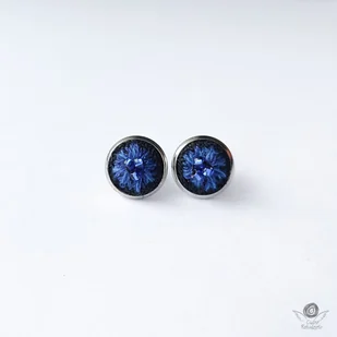 Haftowane kolczyki niebieskie kwiaty CHABRY wkrętki sztyfty - Kolczyki - miniaturka - grafika 1