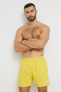 Kąpielówki męskie - BOSS szorty kąpielowe kolor żółty - Boss - grafika 1