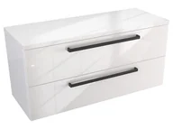 Szafki łazienkowe - Szafka Wisząca Z Blatem ATH 100 cm - Biały Wysoki Połysk - Uchwyty Czarne Matowe - miniaturka - grafika 1