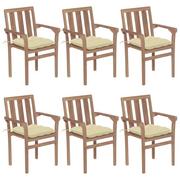 Fotele i krzesła ogrodowe - vidaXL Lumarko Sztaplowane krzesła ogrodowe z poduszkami, 6 szt., tekowe! 3073423 - miniaturka - grafika 1