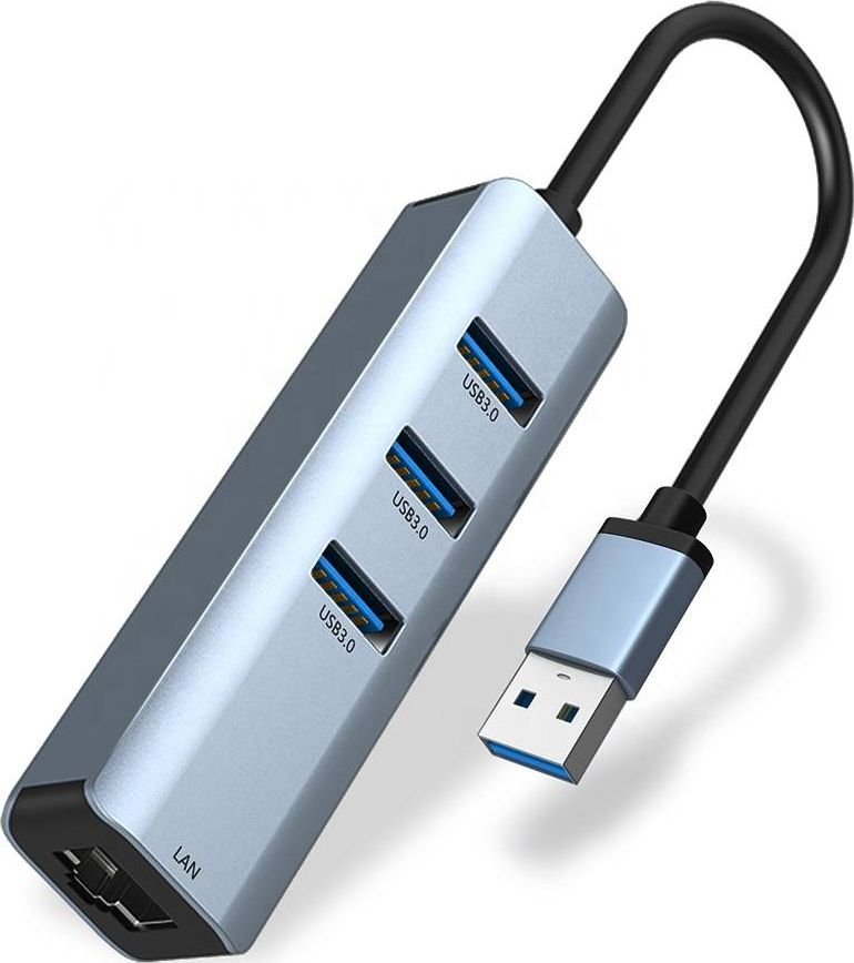 HUB USB Tradebit 1x RJ-45 + 3x USB-A 3.0