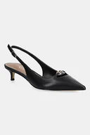 Czółenka - Guess czółenka skórzane JESSAH kolor czarny na niskim obcasie z odkrytą piętą FLTJES LEA05 - miniaturka - grafika 1