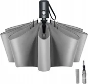 Parasole - PARASOL PARASOLKA AUTOMAT SKŁADANY DUŻY SZARY MOCNY + POKROWIEC - miniaturka - grafika 1