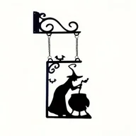 Inne - TEMU 1 Szt. Metalowa Sztuka Ścienna W Kształcie Wiedźmy - Iron Halloween Decor Z Czapką I Kadzią, Ornamencie Do Wieszczenia Na Ogrodowej Imprezie, - miniaturka - grafika 1