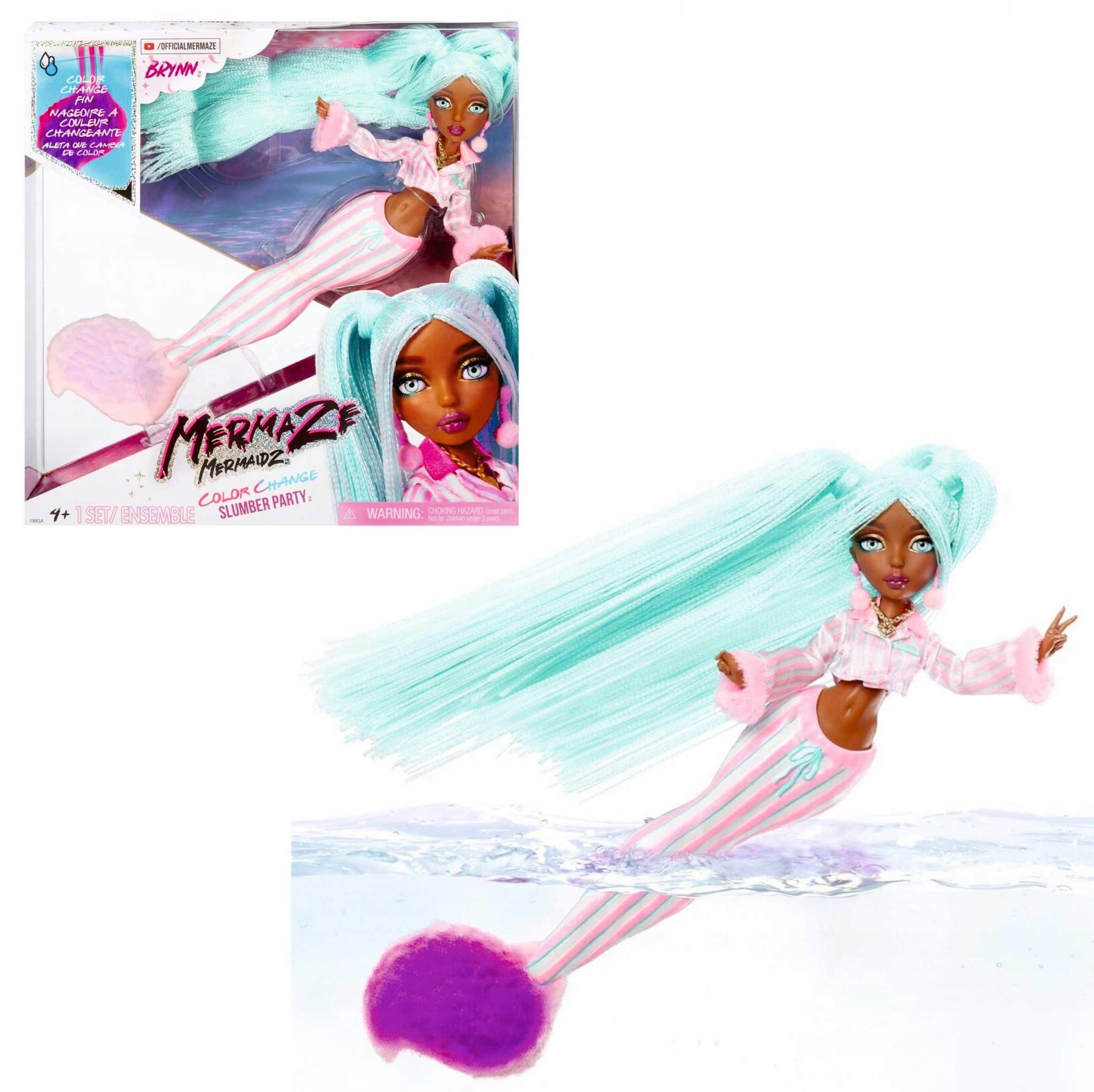 Mermaze Mermaidz Lalka 29cm Brynn Color Change Slumber Party Wiek 4+ Lat